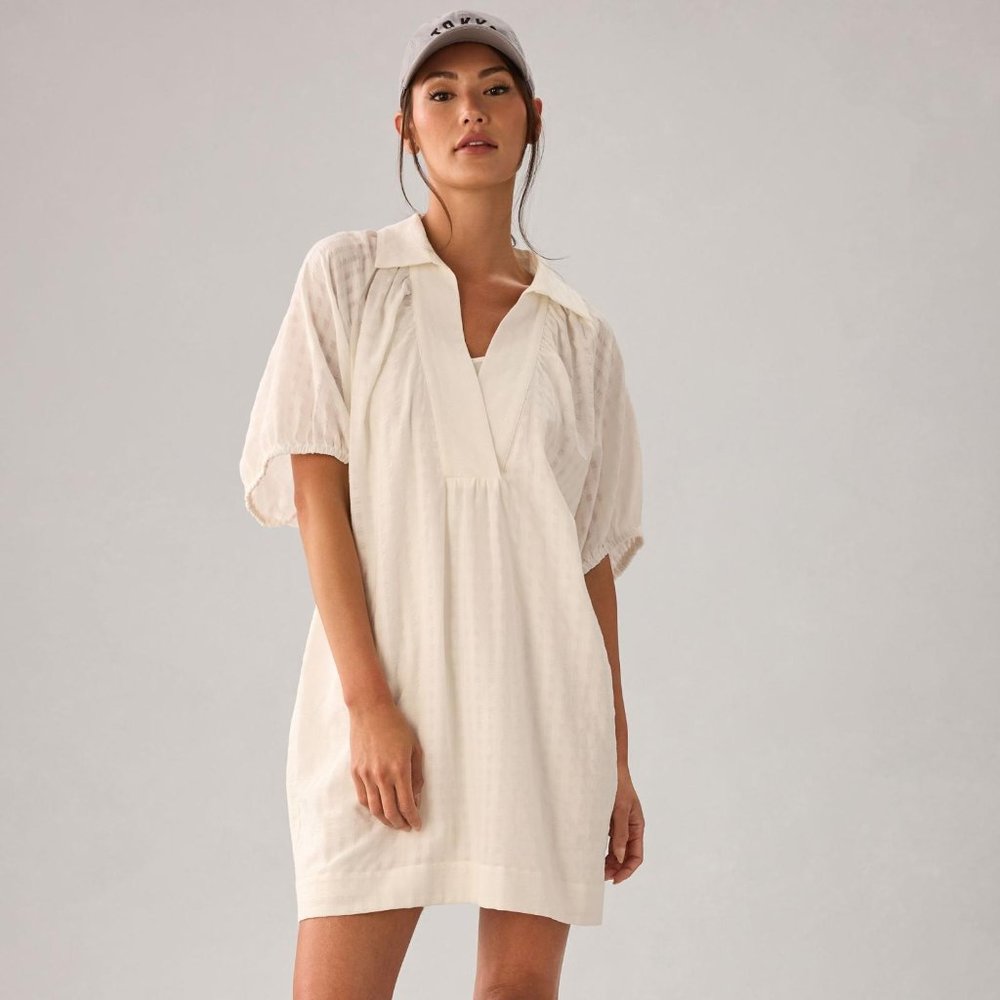 BY ANTHROPOLOGIE V-NECK TIERED-SLEEVE TUNIC MINI DRESS